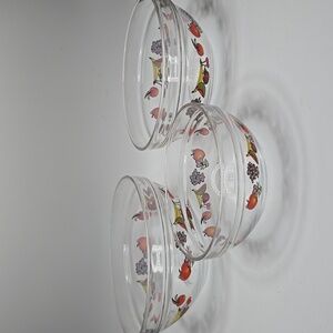 Durable and Heat Resistant Glass Nesting Prep Bowls Fruit Pattern Set of 3